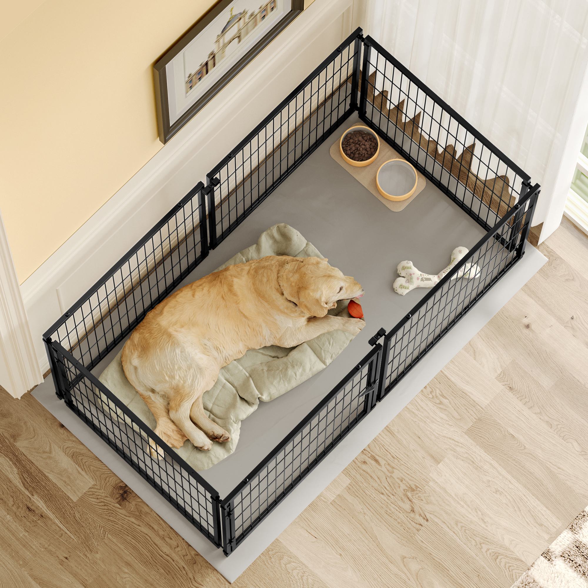 Large Dog Cage 63.7 Dog Kennel For Medium Dogs Puppy Dog Playpen With Top, Pet Cage, Indoor, Black.63.7W X 34.2D X 31.7H — imagen 4