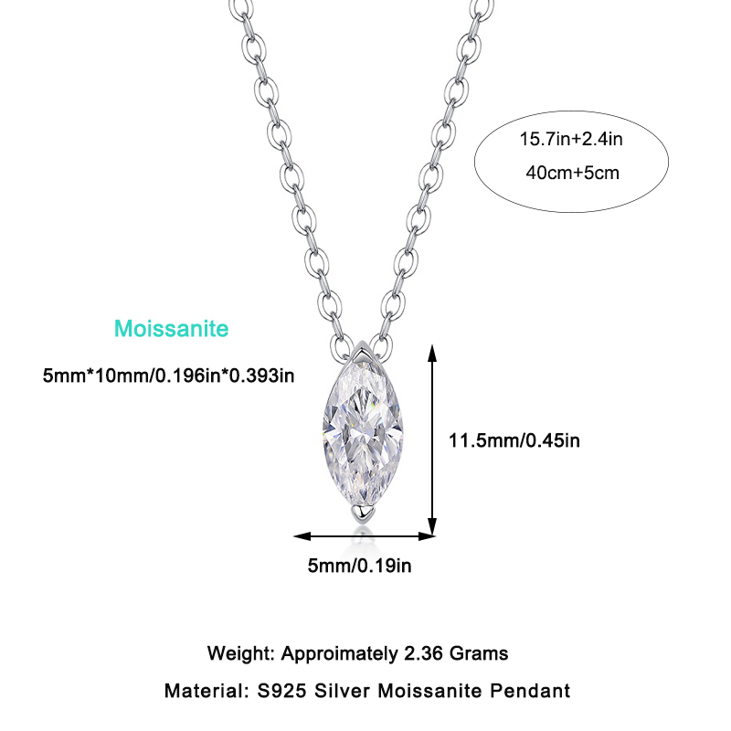 1A Set de Joyería Colgante a la Moda con Moissanita, Plata de Ley S925 y Diamante Bañado en Platino en Forma de Ojo de Caballo. Joyería de Plata con Moissanita, Prohibida la Venta en TK — imagen 3