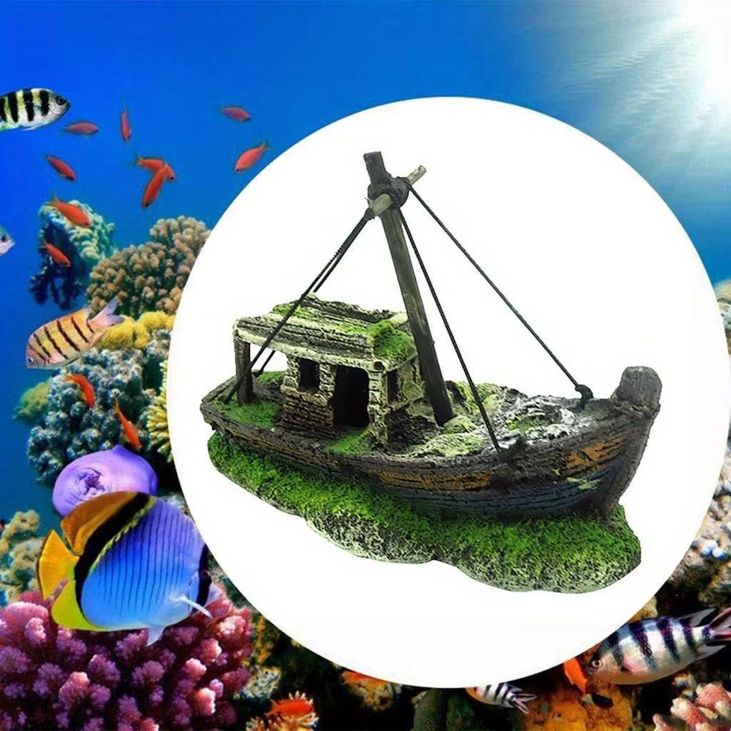 Aquarium Fish Tank Landscape Wreck Ship Decor Resin Boat Ornament Aquarium Accessories Decoration — image 4