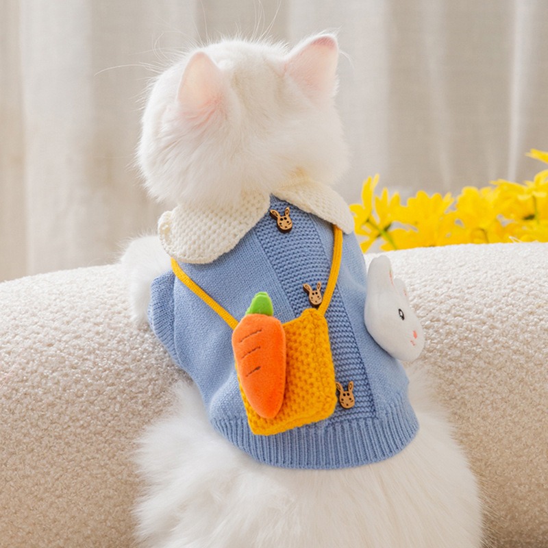 New Cute Cat Clothes Hair proof Autumn Puppet Kitten English Short Blue Cat Pet Autumn Winter Cat Sweater — image 1