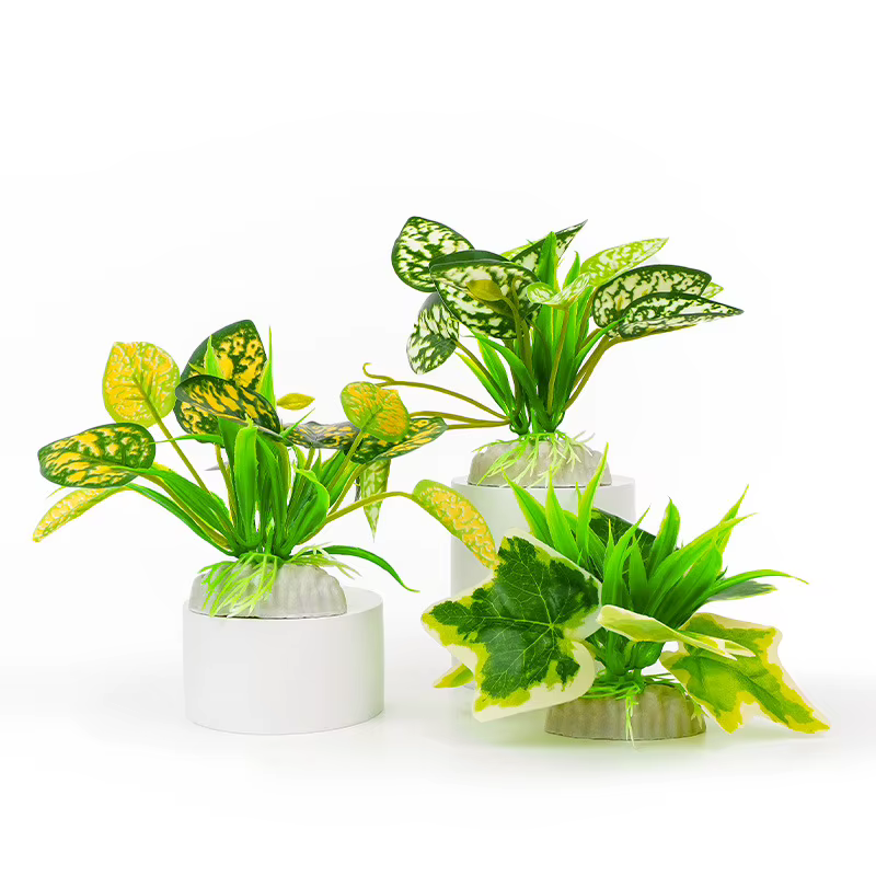 Planta Acuática Artificial para Reptiles – Hoja Decorativa de Simulación de 10cm de Altura para Terrario, Escondite para Lagartos y Tortugas — imagen 3
