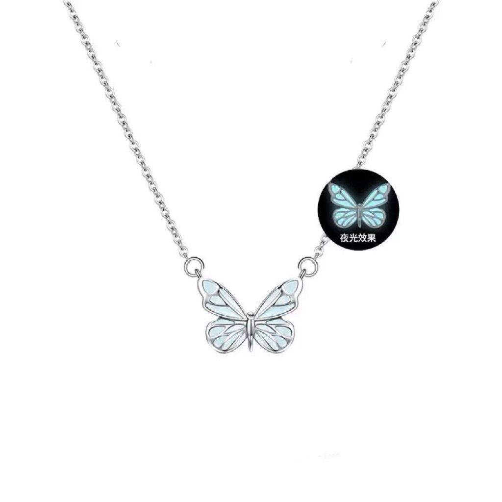 Conjunto de Collar y Pulsera Azul Fashion con Mariposa Luminosa para Mujer Regalo para Noche de Fiesta Joyas de Clavícula — imagen 9