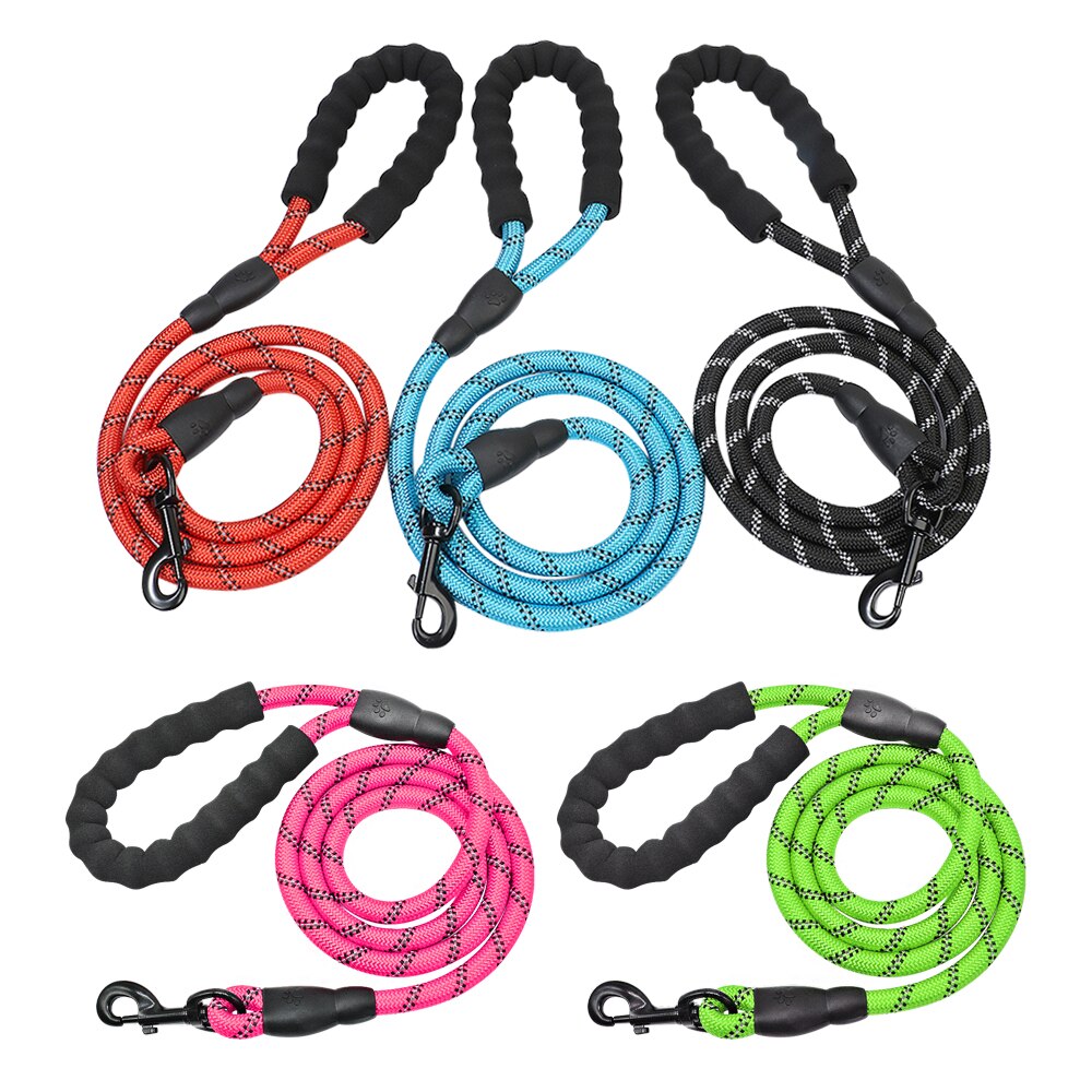 Reflective Dog Pet Leash Rope Nylon Small Dogs Puppy Leashes 150cm Long Heavy Duty Large Dog Lead Red Blue Pink Green Black — image 2
