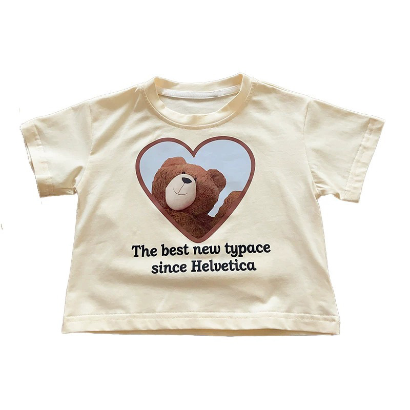 Children's Short Sleeve T-Shirt Cute Baby Cartoon Bear Mid and Small Boys and Girls Top — image 2