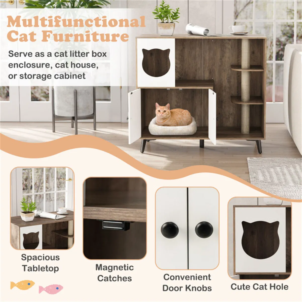 Cat Litter box with Cat scratching post, Cat Apartment, Cat House, locker — image 10