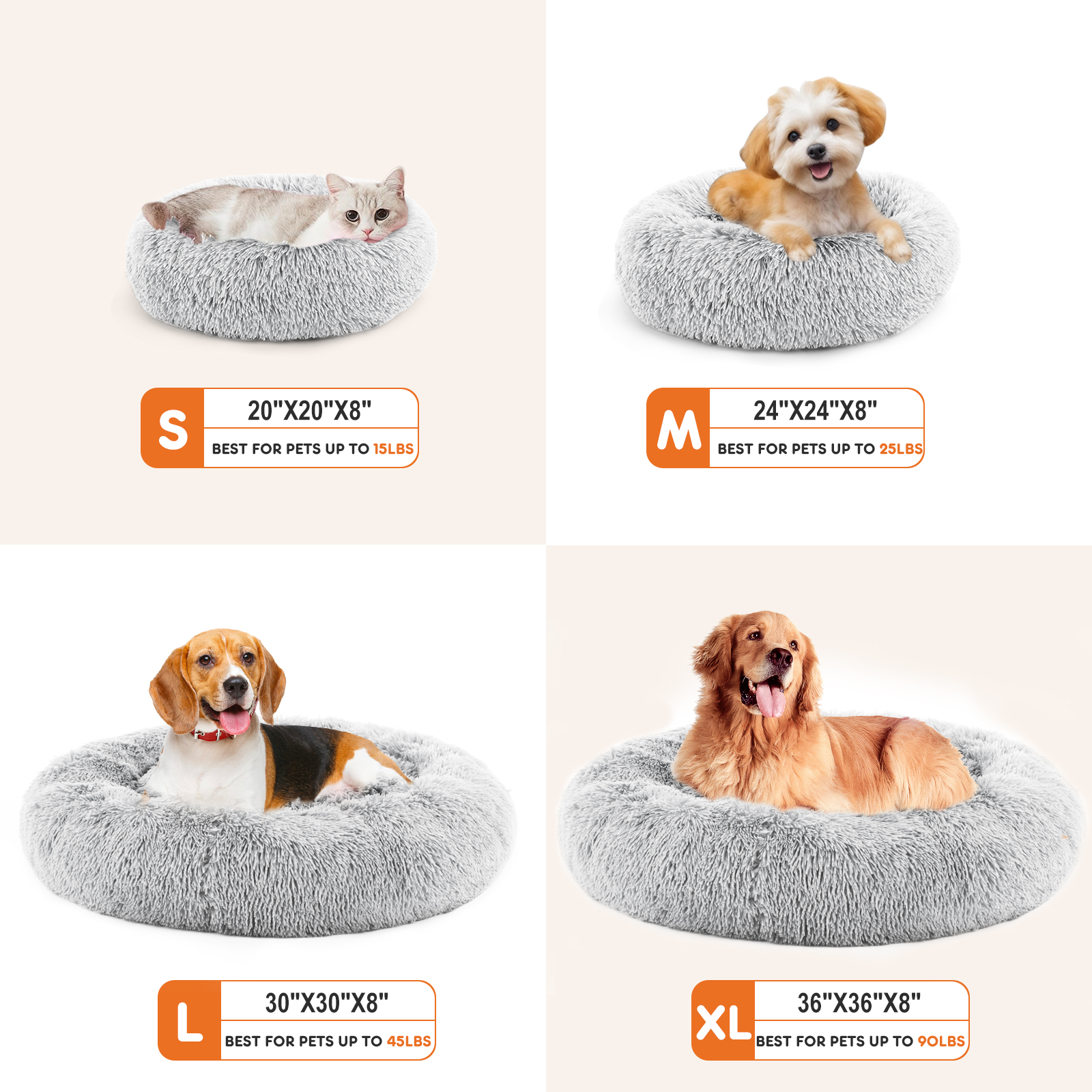 Cama Redonda Antideslizante de Peluche Esponjoso de Piel Sintética para Gato, Apta para Mascotas de Hasta 25 Lbs — imagen 6