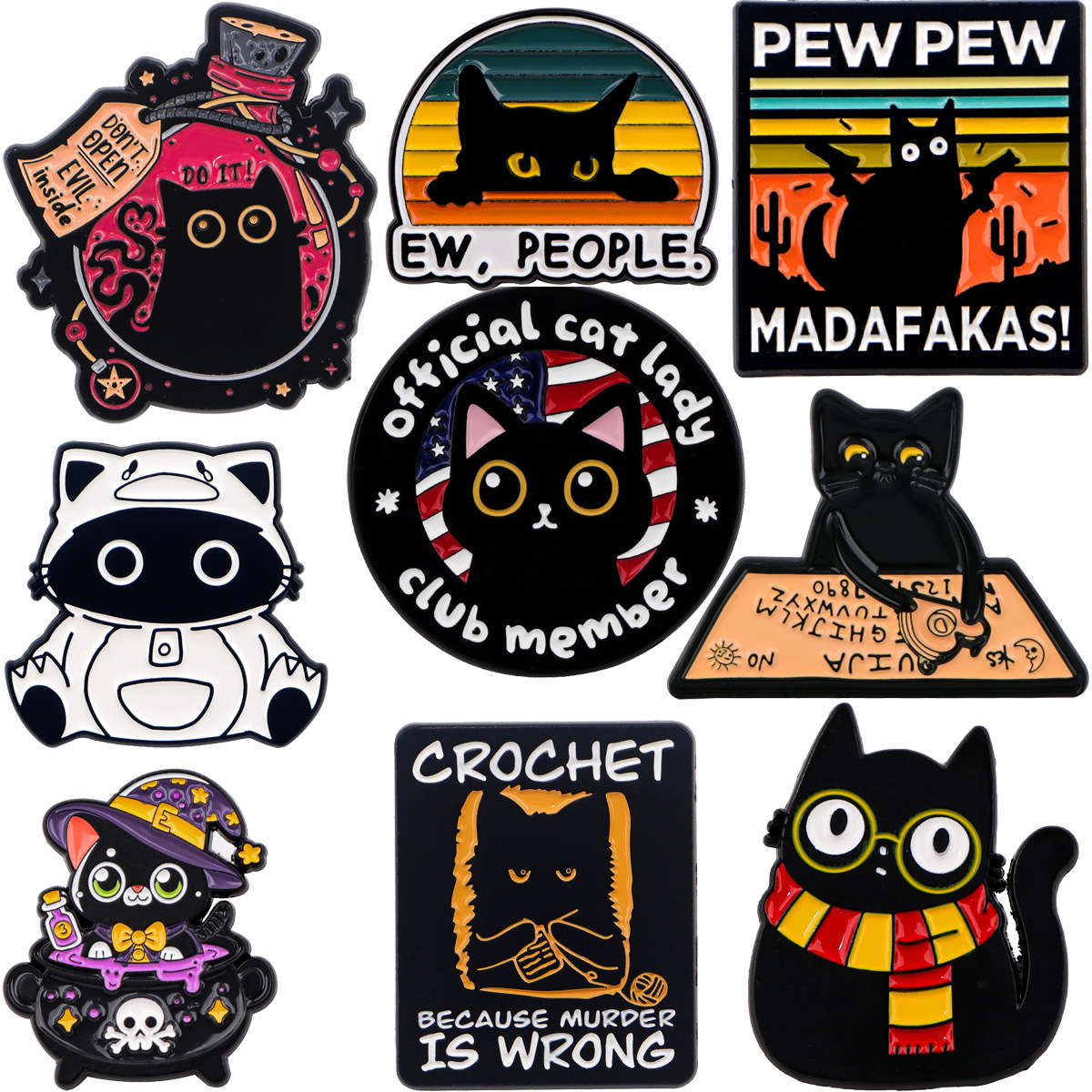 Broche de Gato Negro Adorable de Caricatura para Dama, Pin Insignia de Aleación Metálica, Accesorio para Mochila, Insignia — imagen 1