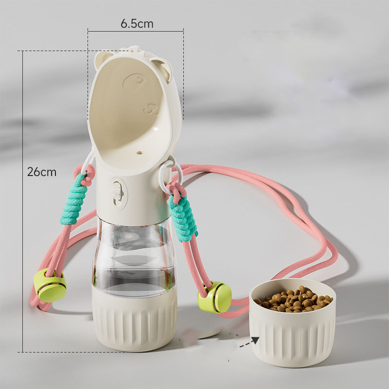 Pet Water Bottle for Small Big Dogs Cats Outdoor Leakproof Puppy Drinking Bowls with Food Container Pet Feeder — image 2