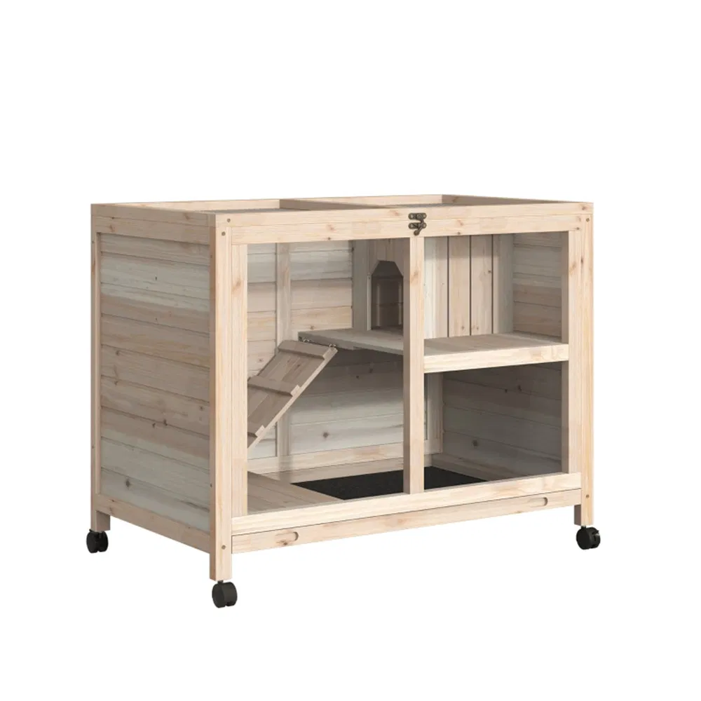 Pet cage /Wood Rabbit Hutch-Natural — image 1
