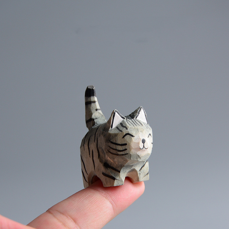 Creative Wooden Cat Trinkets Crafts Handmade Wood Carving — image 46