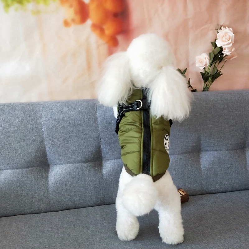 Autumn Winter Pet Skiing Costume Sleeveless Cotton Padded Vest With Durable Chest Strap Harness Clothing Coat Supplies — image 2