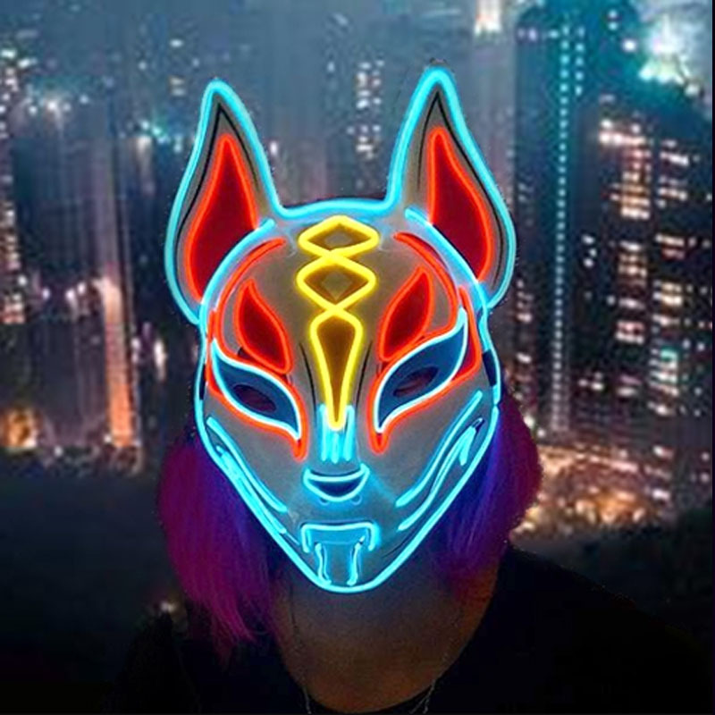 Máscara de Zorro Luminoso para Fiesta de Halloween, Máscara Multicolor con Luz LED para Rodeos de Disfraz — imagen 3