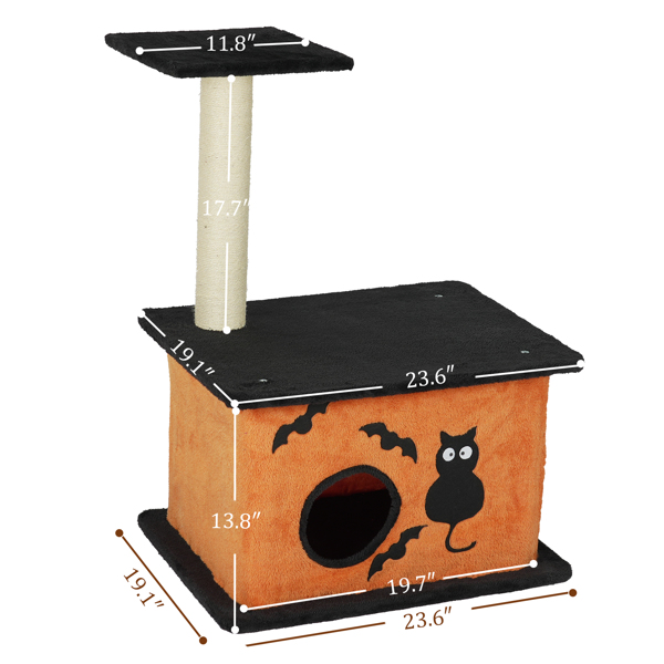 Árbol de Gatos para Halloween, Torre de Gatos con Condo Espacioso y Poste de Rastrillado en Sisal, Negro y Naranja — imagen 9