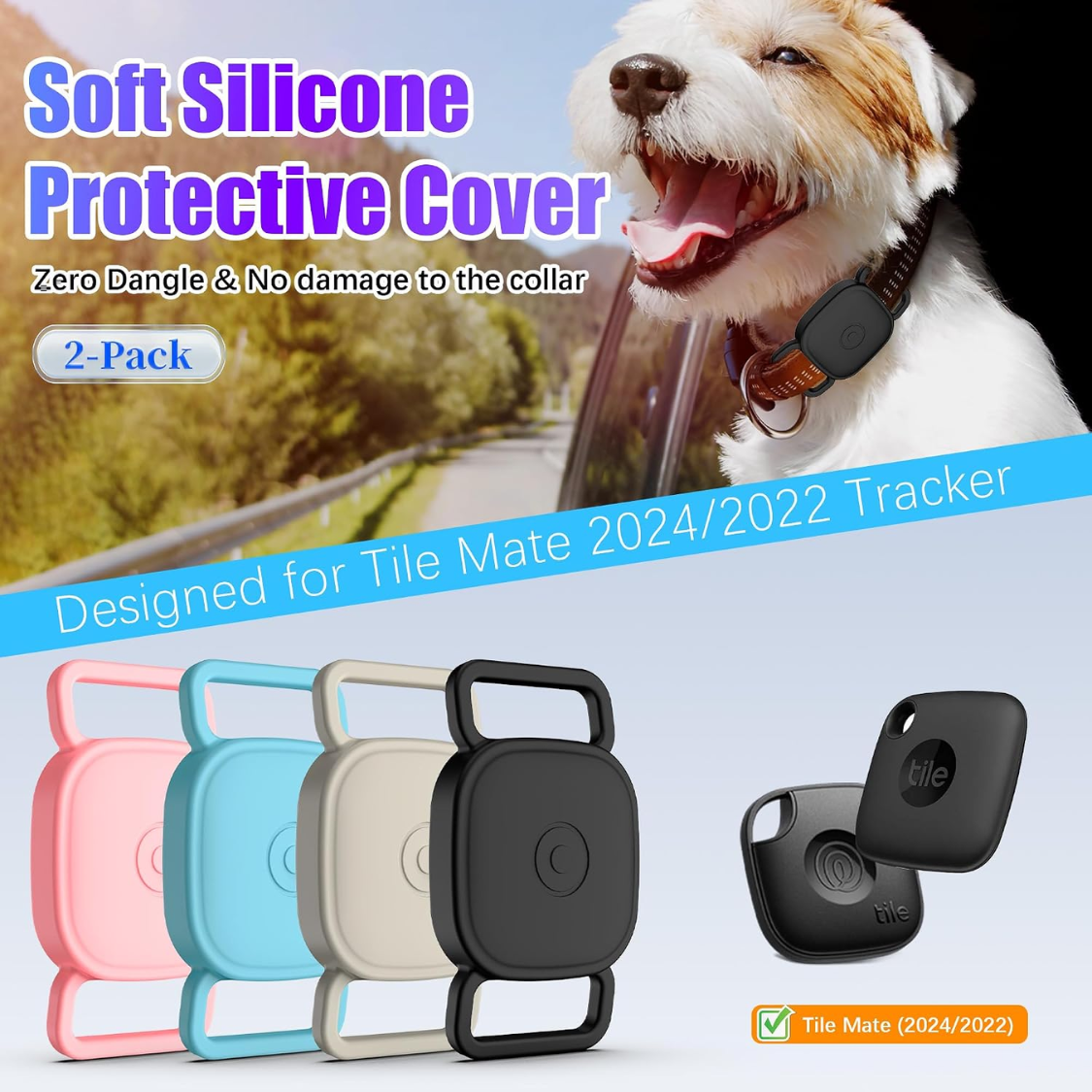 Caja Protector de Tile Mate para Collar de Perro Impermeable Conexión Segura Caso de Silicona Suave para Rastreador de Mascotas Gato Collar — imagen 3