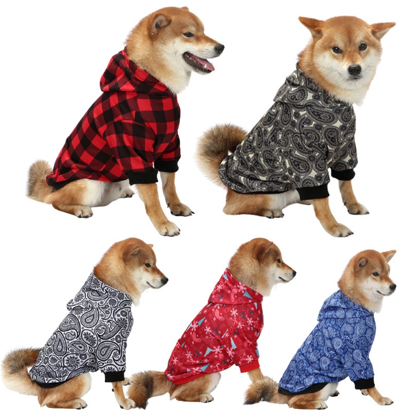 Christmas pet plaid hoodie with thickened hooded small medium and large dog clothing — image 8