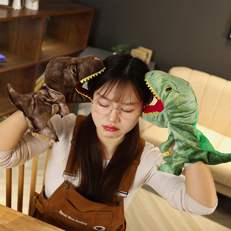 New Plush Simulation Dinosaur Hand Puppet Plush Tyrannosaurus Rex Children's Early Education Toy Ventriloquism Finger Doll — image 2