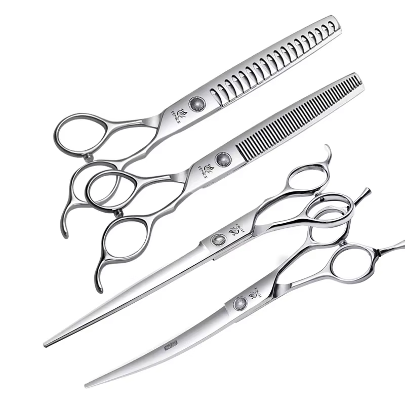 Fenice 6//6.5/7/7.5 Inch Professional Pet Dogs Grooming Scissors Set Straight & Curved & Thinner & Chunker Shear Scissors — image 6