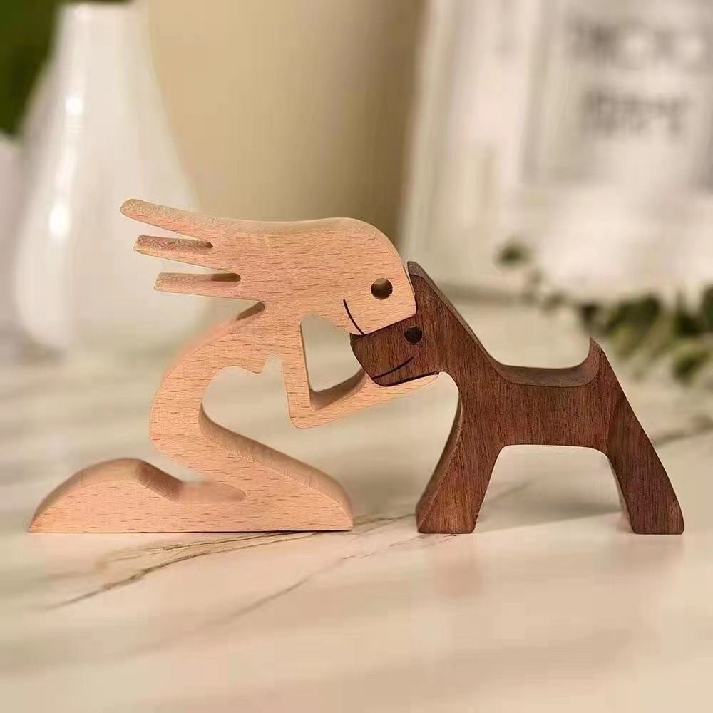 Wooden dog and family member ornaments animal decorations creative desktop decoration custom children toys — image 13