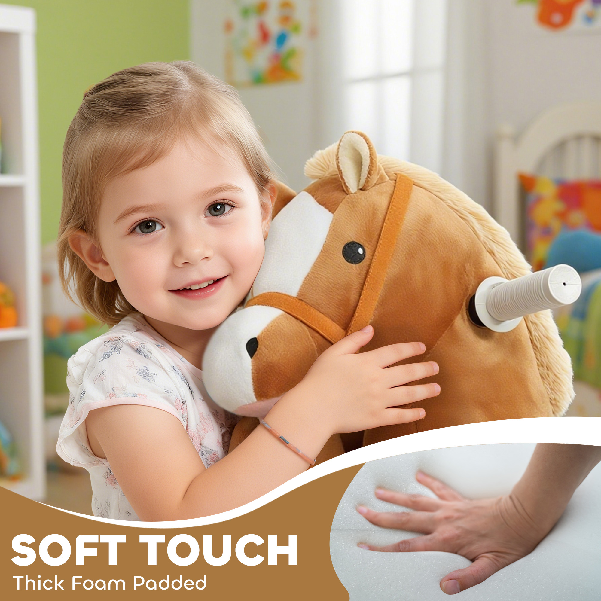 Caballito Montable a Batería de 6V con Música, Marcha Adelante, Pedal, Tacto Suave, Funda Lavable, para Niños de 1.5 a 5 Años — imagen 3