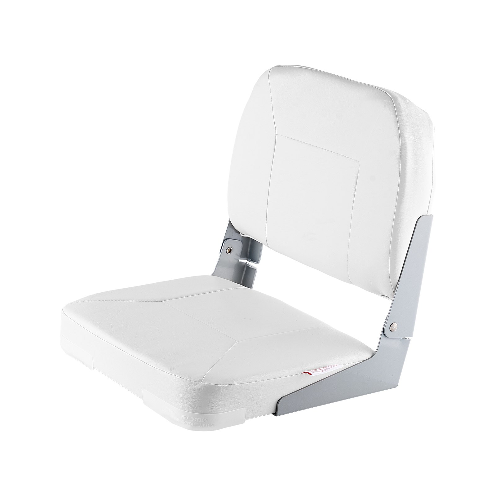 Asiento de Barco, Espalda Baja, Asiento Plegable para Pesca con Cubreto y Cushión de Espuma Espesa & Cuero PVC Impermeable, Articulaciones de Aluminio, Asiento que Se Levanta para Lanchas, Yates, Naves, Blanco — imagen 1