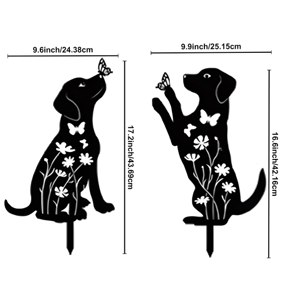 2 decoraciones de jardín de perro metálicas, adorables estacas con silueta de cachorro. Estas piezas decorativas de arte de patio para exteriores, ideales para amantes de los perros, crean encantadoras decoraciones de jardín y estatuas de exterior, añadiendo un toque de f — imagen 4