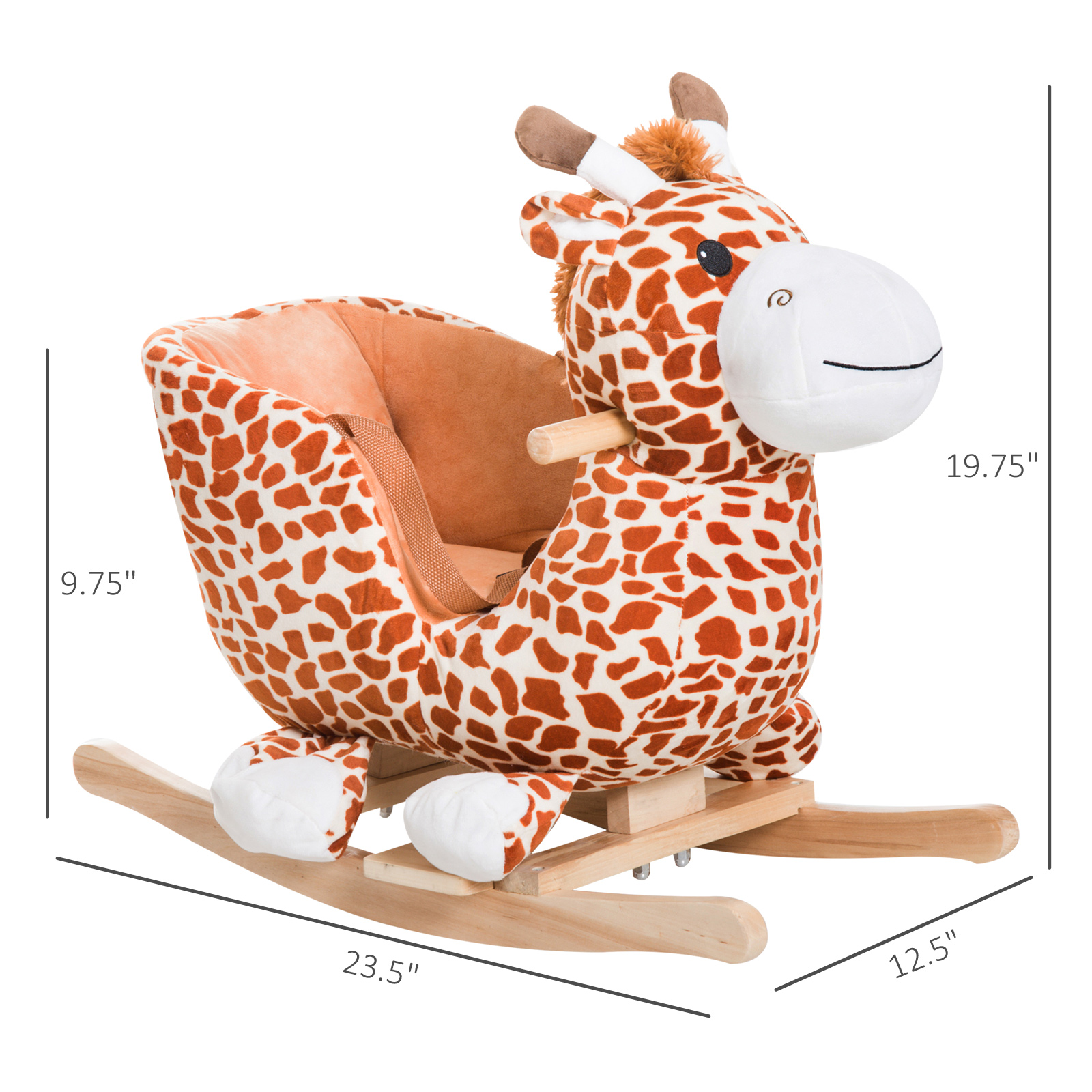 Caballo de Roca de Plush para Niños en Estilo Girafa con Sonido Marrón — imagen 7