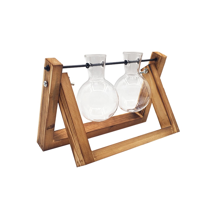 Terrarium Creative Hydroponic Plant Transparent Vase Wooden Frame vase decoratio Glass Tabletop Plant Bonsai Decor flower vase — image 9