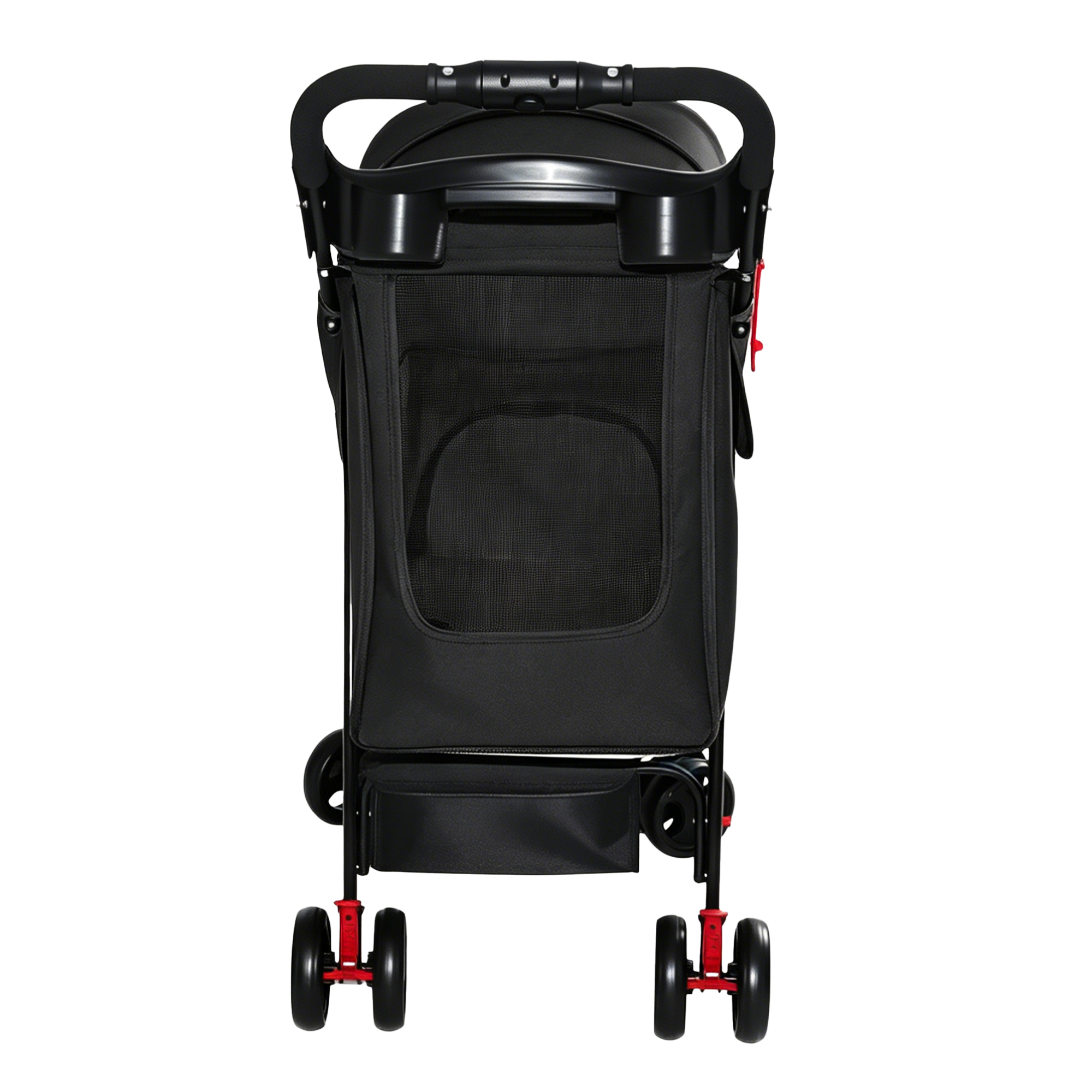 Carril de Mascotas Plegable para Perros y Gatos Pequeños Menos de 28 libras con Mesa Multifuncional, 2 Correas de Seguridad, Cesta de Almacenamiento & Malla Respirable, 4 Ruedas, Negro — imagen 12