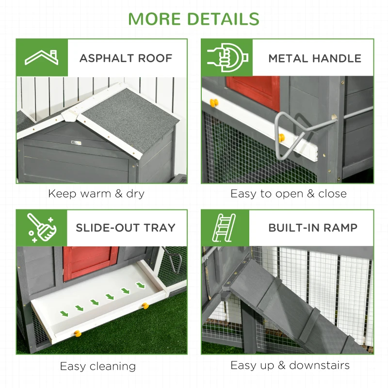 Extra Large Chicken Coop With Asphalt Roof, Wooden Hen Run With Slide-Out Tray And Nesting Box, Chicken Hutch For 3-6 Chickens, GrayMultiple Packages — imagen 2