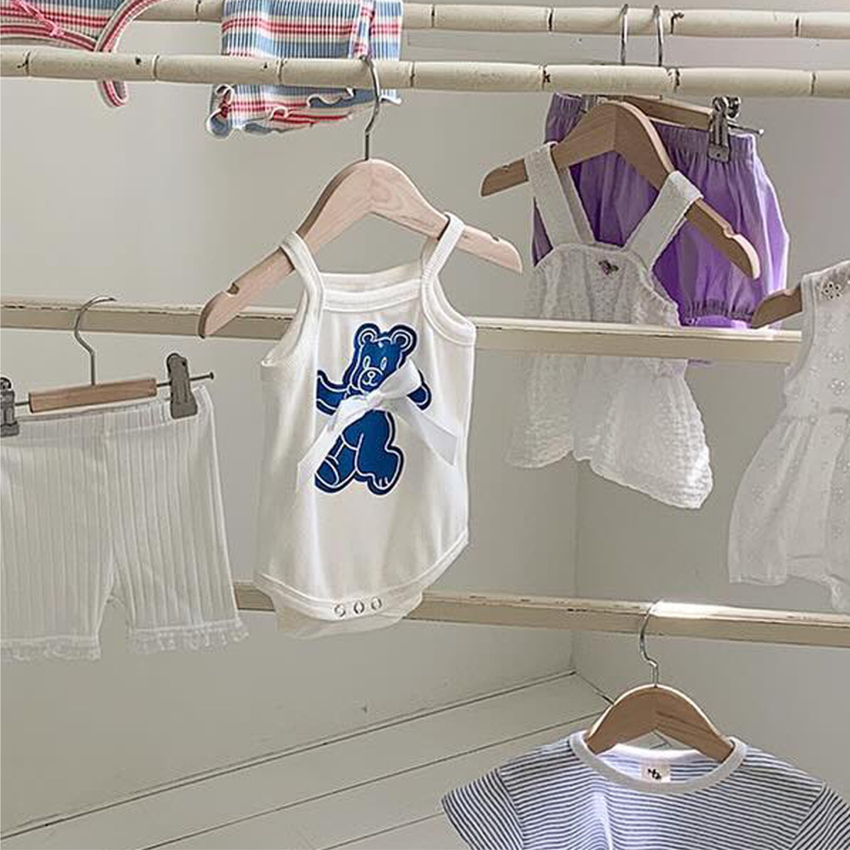 Romper Baby Bear Print Bow Cotton Triangular Bodysuit — image 4