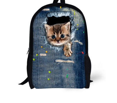 Mochila de Gato para Niños - Cómica con Animales 3D en Denim para Chicos y Chicas — imagen 13