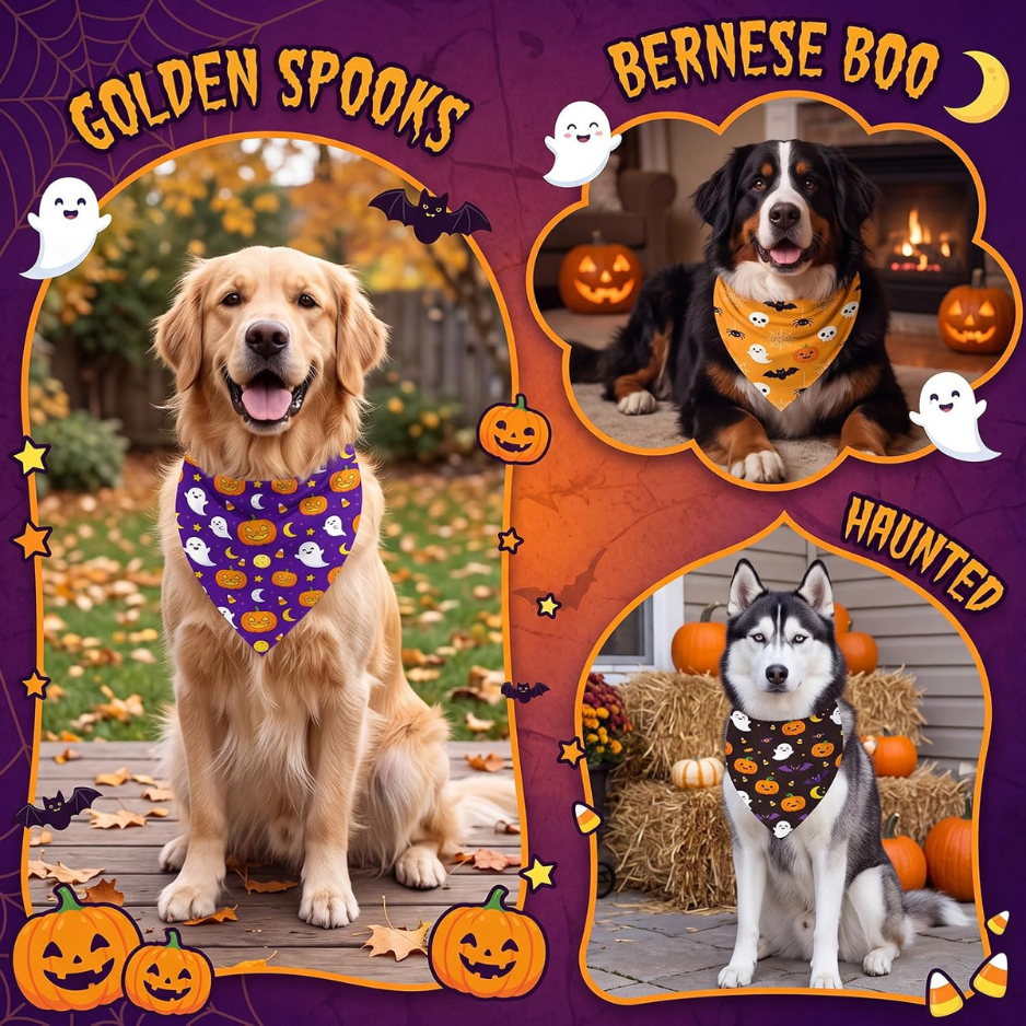 50 Pcs Halloween Dog Bandanas Bulk For Charm Large Pets 31.5 X 21.7 X21.7 In Pumpkin Ghost Soft Triangle Bibs For Dog Lover Gifts, Adjustable — image 3