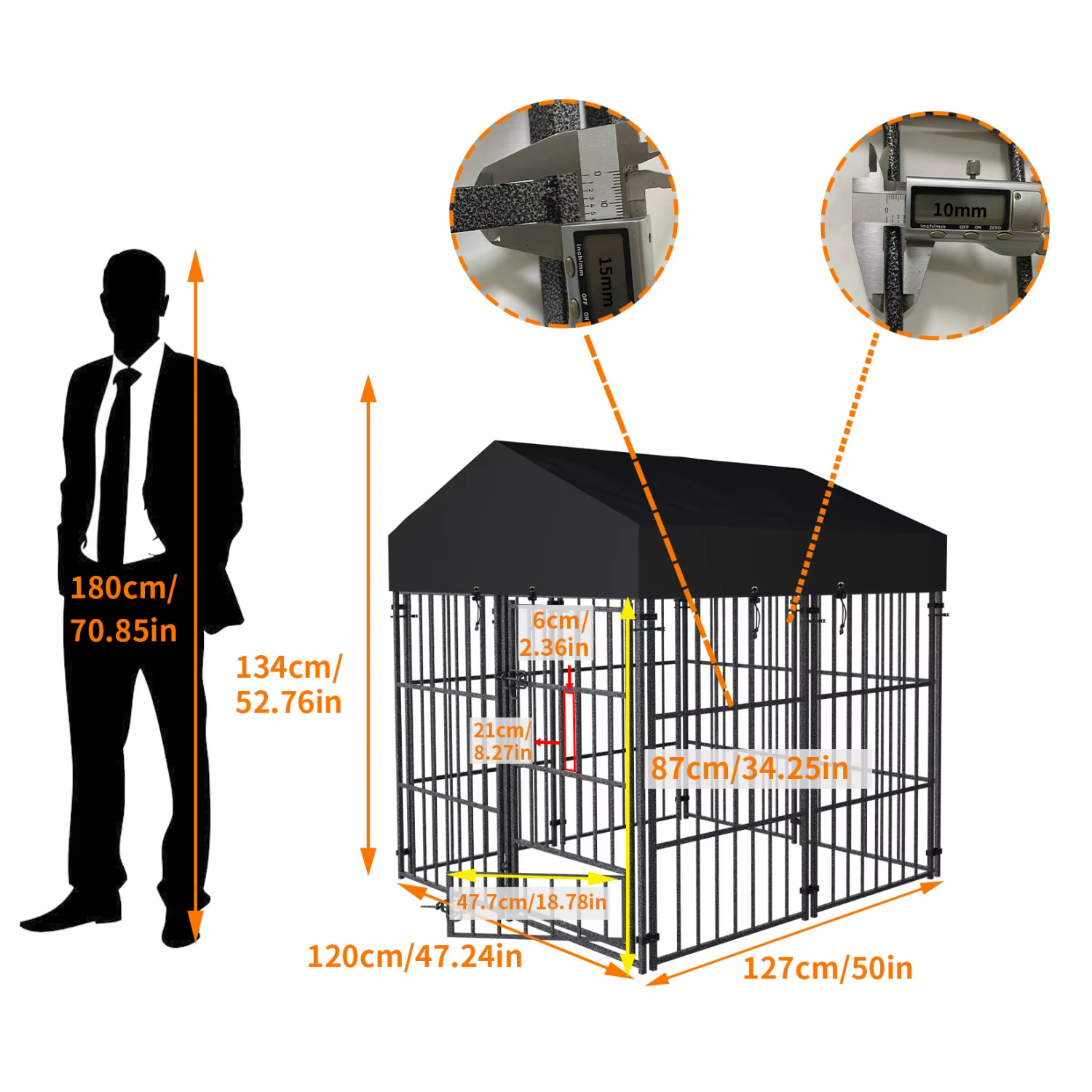 Caja de Perro Exterior con Techo para Canes Medianos Grandes - Cárcel Metálica para Perros, Pollos y Pato — imagen 5