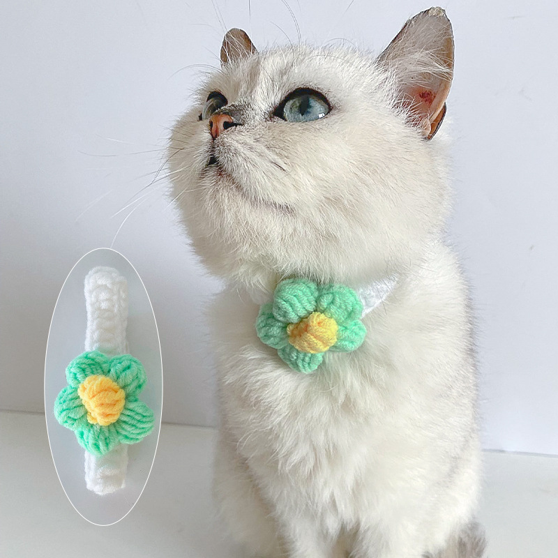 Pet Wool Knitted Collar Cat Dog Cute Collar Knitted Necklace Silent Adjustable British Short Dog — image 9