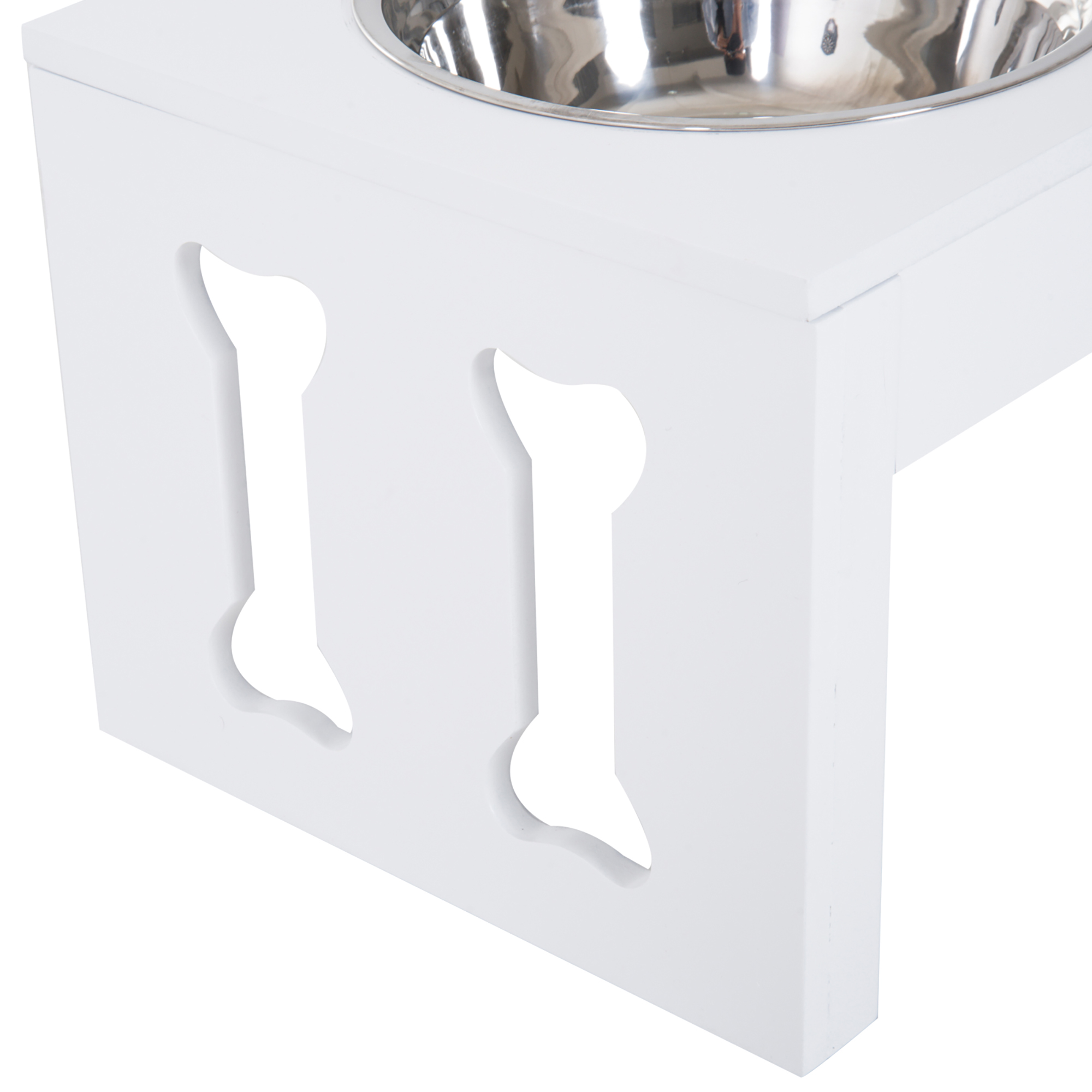 Tazones Elevados Decorativos Modernos para Perro de 23", Comedero y Bebedero de Madera Resistente, Estación de Alimentación Elevada, Blanco — imagen 3