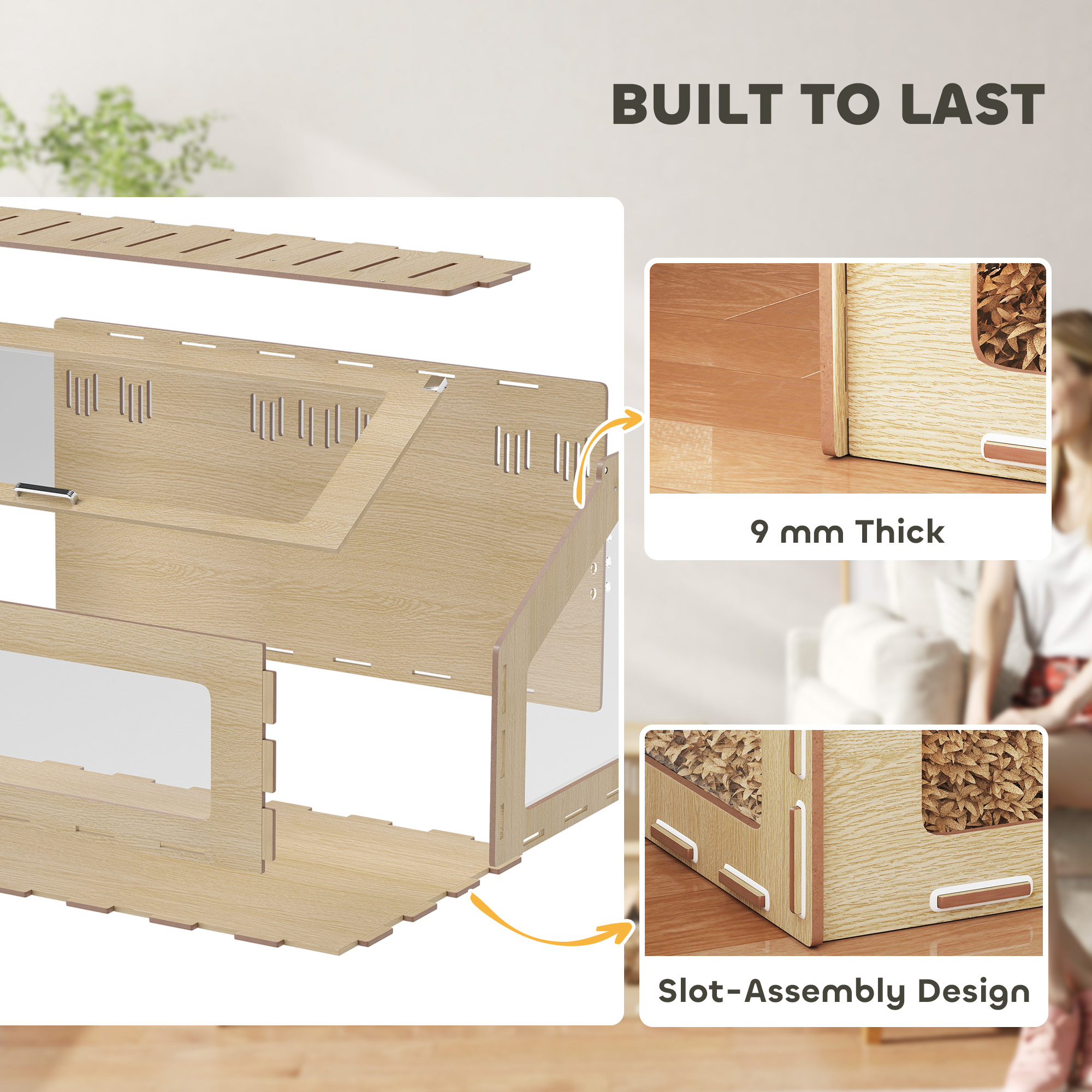 Hamster Cage Habitat With Acrylic Window & Openable Top For Dwarf Hamster, Gerbil, Guinea Pig, Rat, Oak — imagen 2