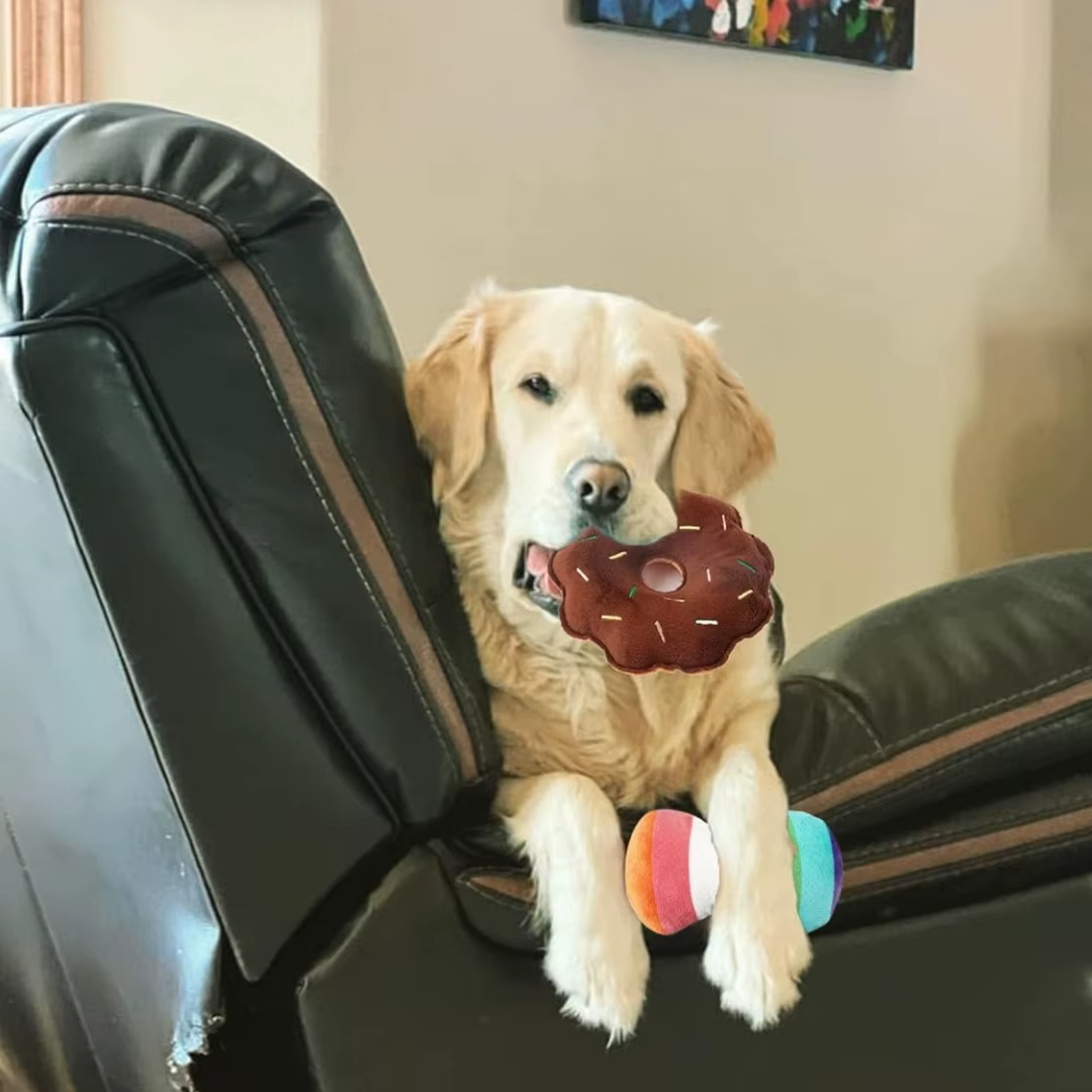 A 7-piece set of puppy sound toys, loose plush pet chewing, plush fruit snacks and vegetable puppy toys, suitable for cute playm — image 4