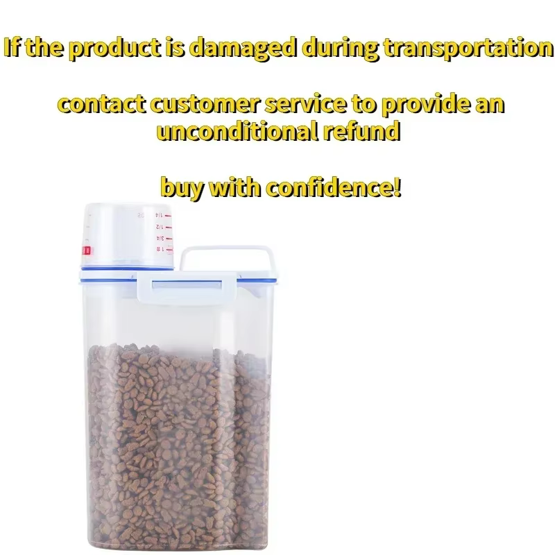 Balde de Comida para Perros y Gatos de 2kg, Tanque de Almacenamiento Plástico con Taza Medidora, Contenedor a Prueba de Humedad, Frasco Sellado, Accesorios para Mascotas — imagen 6