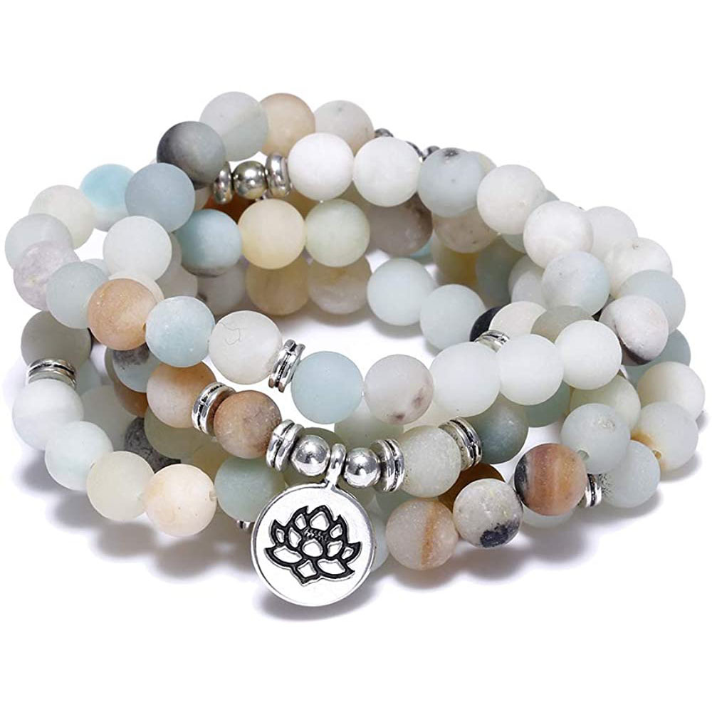 Amazon Stone Tiger Eye Stone Bracelet Necklace 108 Buddha Beads Lotus Bracelet — image 16
