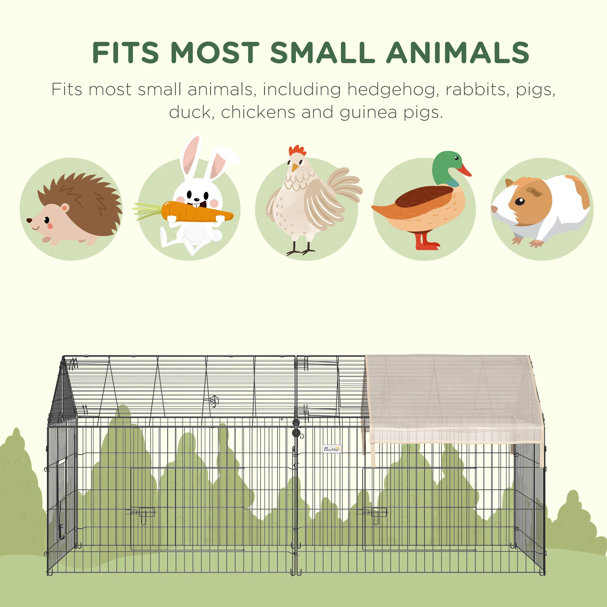 87x41x41-IN Catio Rabbit Guinea Pig Cage Chicken Coop Run, Small Animal Enclousure Outdoor Indoor with Cover and Multiple Doors, Beige — image 5