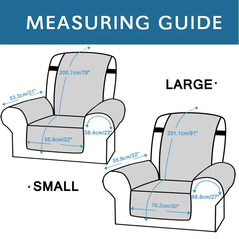 Waterproof Recliner Cover Snap Fixed Pet Dog Kids Sofa Mat Couch Slipcovers For Living Room Dustproof Furniture Protector Covers — image 2