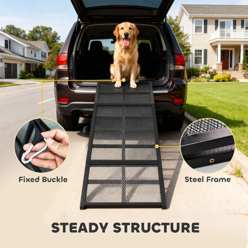 PawHut Dog Car Ramp, Extra Long And Wide, Non-Slip Surface, Folding Portable Pet Ramp For Large, Small & Senior Dogs — imagen 9