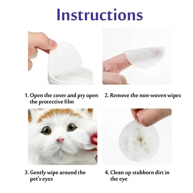 Set de 130 Piezas de Toallitas de Limpieza para Perros y Gatos, Toallitas para Ojos de Mascotas, Removedor de Manchas de Lágrimas para Aseo, Toallitas Suaves sin Espuma — imagen 4