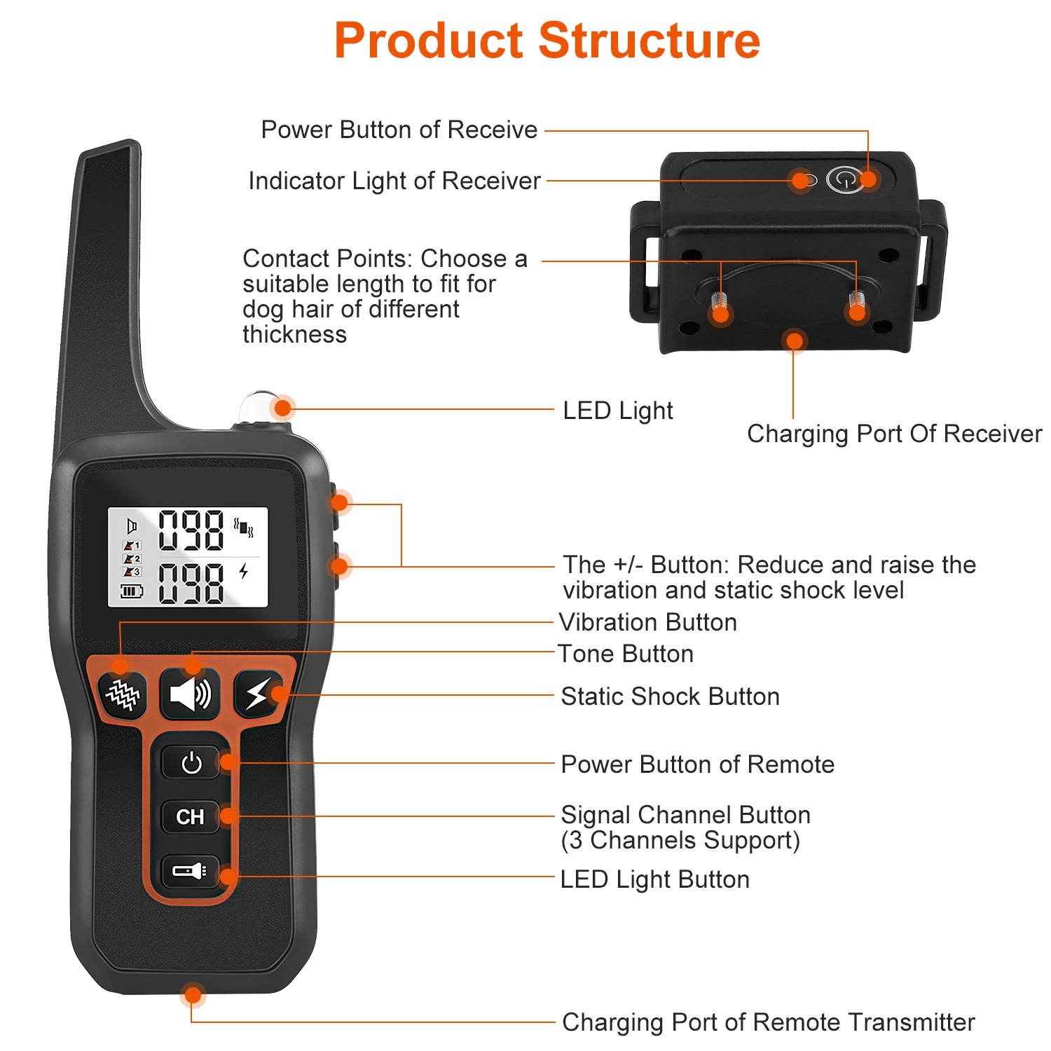 Collar de Entrenamiento Solo - Opción para Collar Completo: 3280FT Collar de Perro IP67 Impermeable con Sonido, Vibración y Corrección Eléctrica — imagen 2