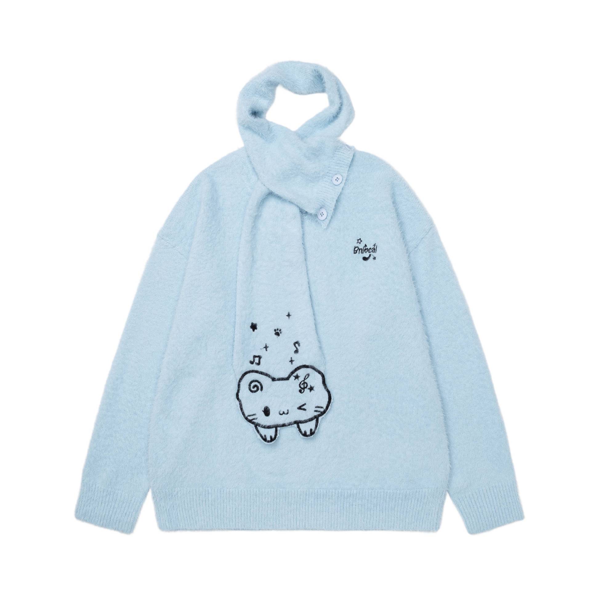 Simple pen cat embroidery sweater — image 2