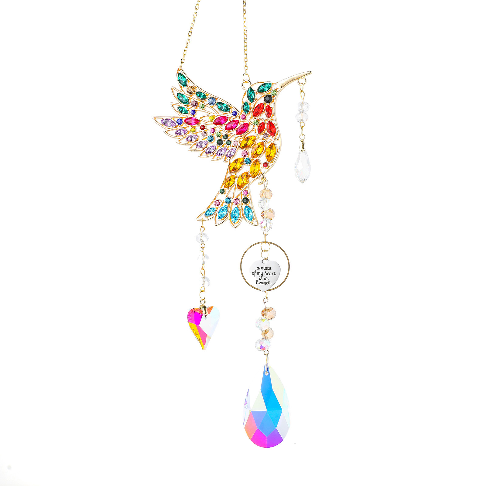 Hummingbird Crystal Sunshine Catcher Courtyard Wind Chime Mesh Leaf Pendant — image 4