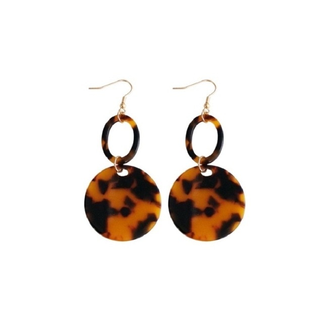 Auriculares de Leopard en Acetato Geométricos Redondos Marrones de Acrilato Largo con Pata de Ganga — imagen 8