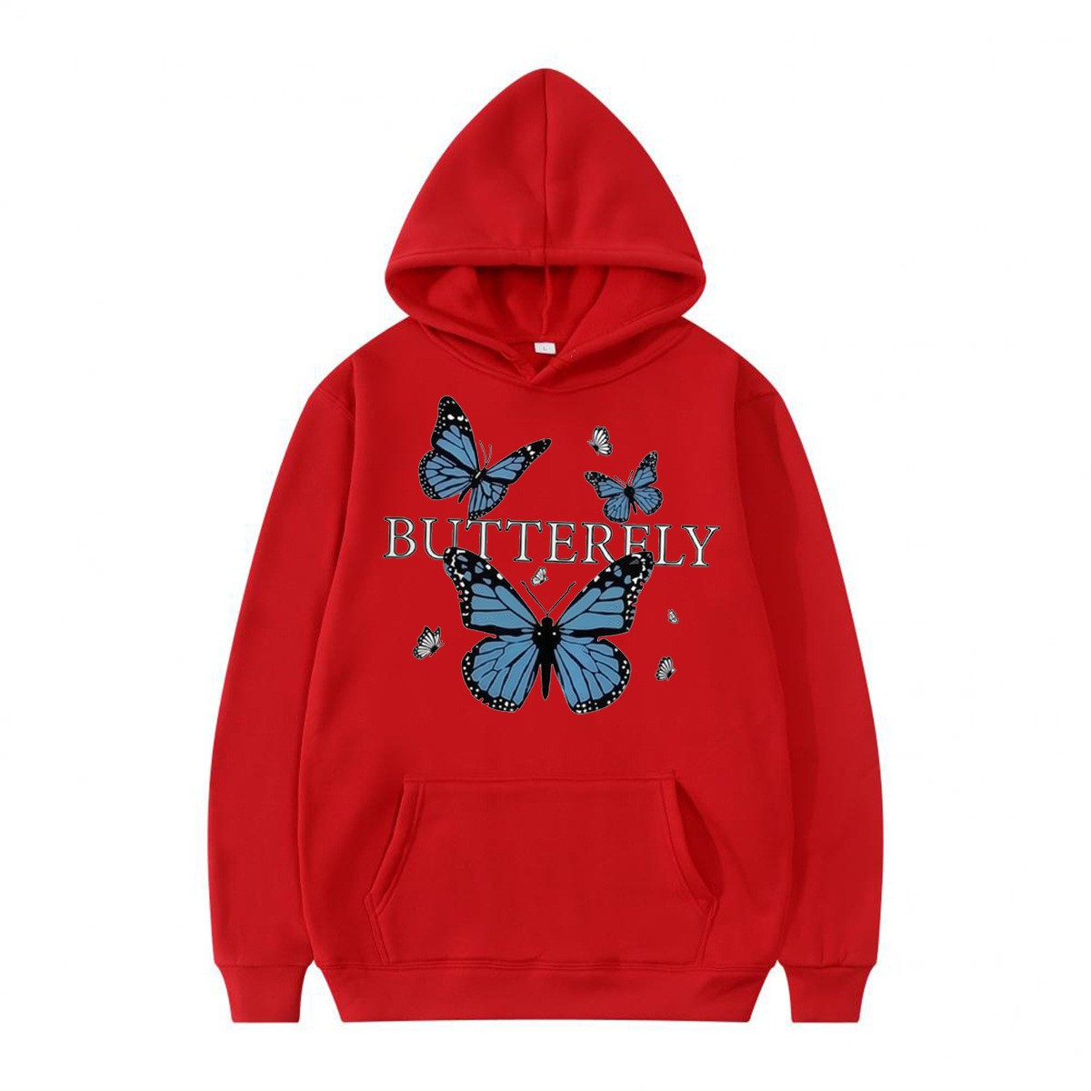 Hooded Sweatshirt with Butterfly Print Fun Pattern Casual Sporty Style — image 10