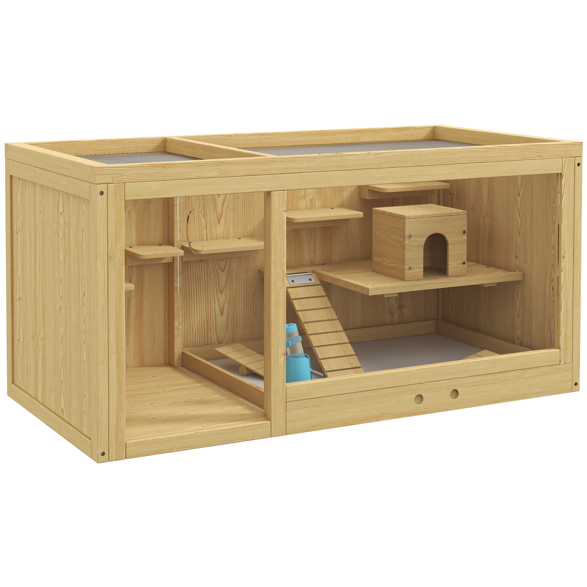 Caja de Hamster de Madera Grande con Plataforma Extraíble, Señales y Escalera — imagen 3