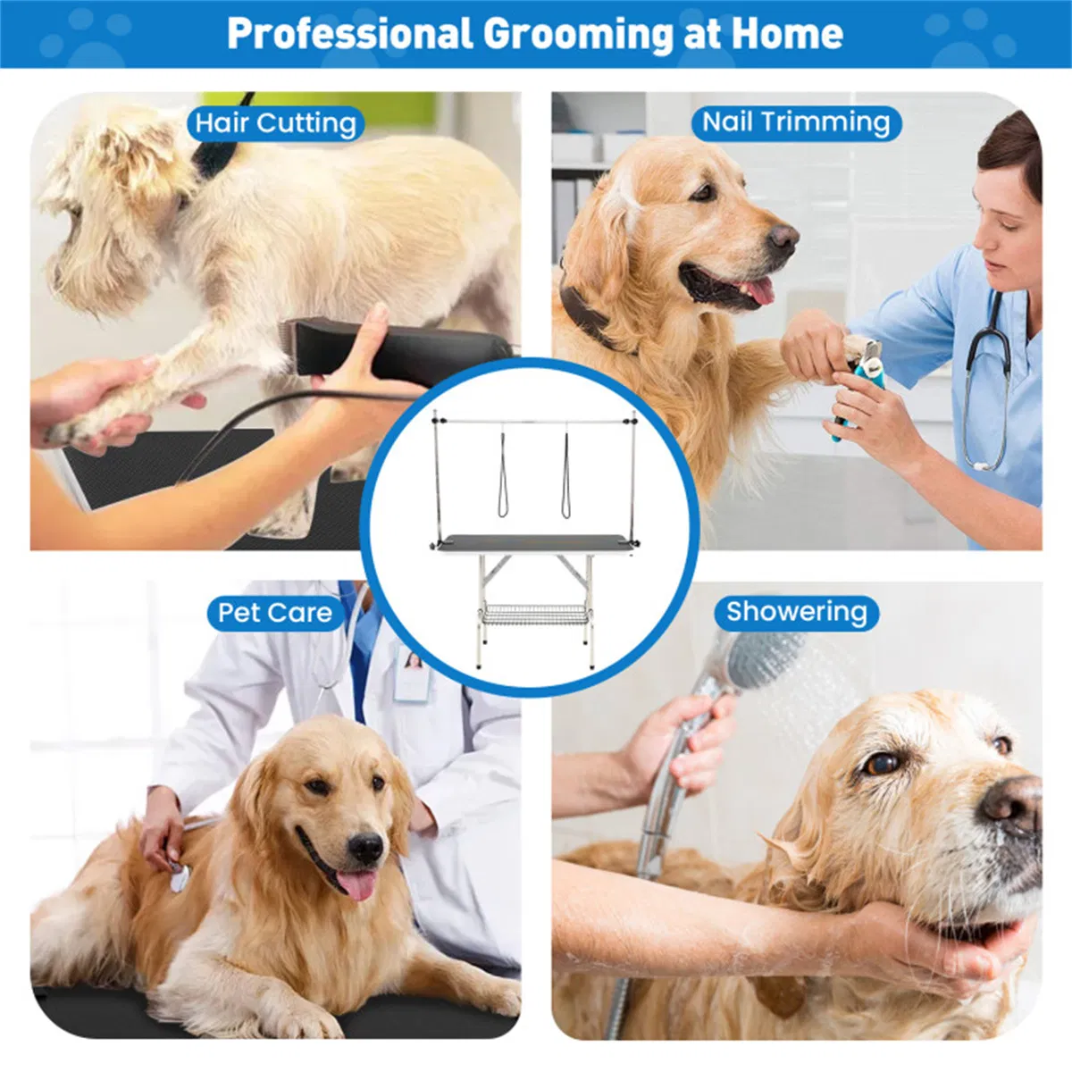 Foldable Pet Grooming Table with Adjustable H-shaped Arms, 330 LBS Capacity for Small-Large Dogs — image 9